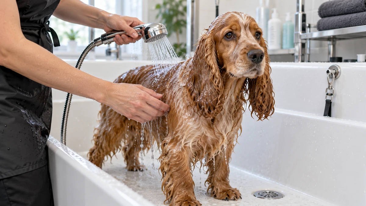 İngiliz Cocker köpek — banyo ve temizlik