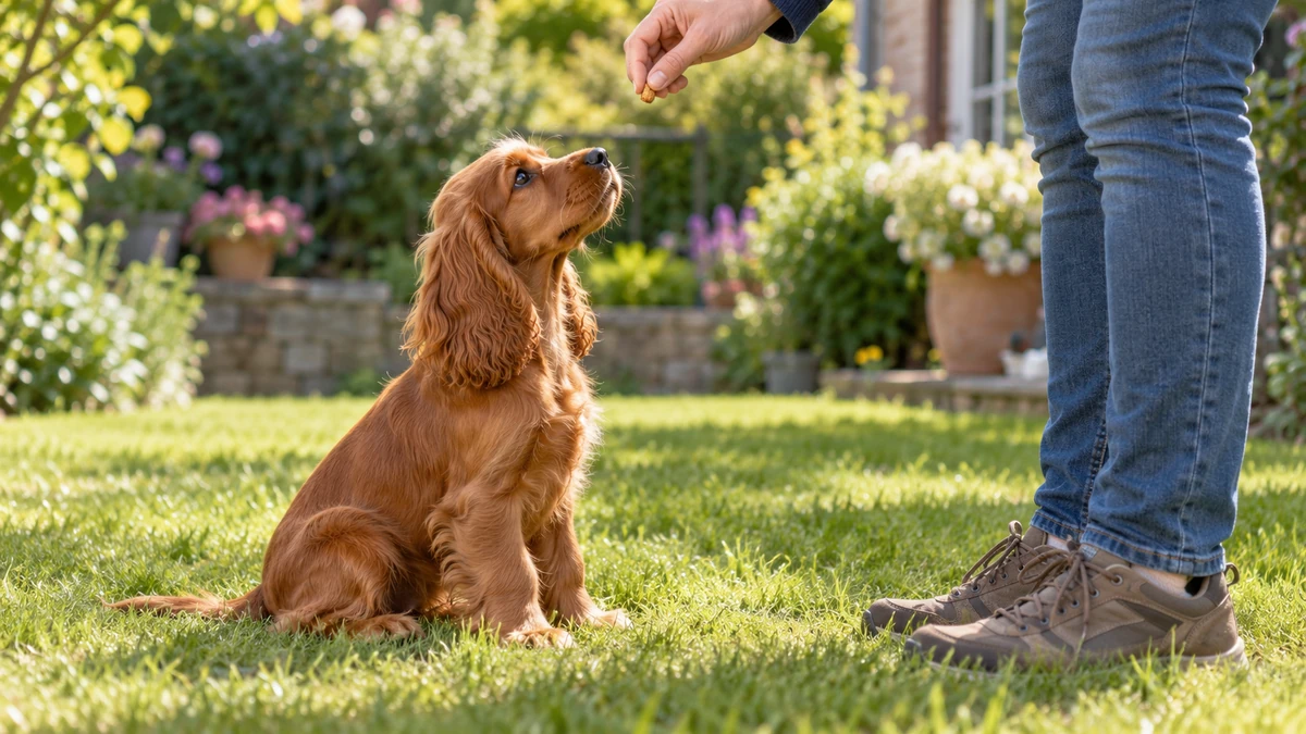 İngiliz Cocker yavru köpek — komut ve eğitim